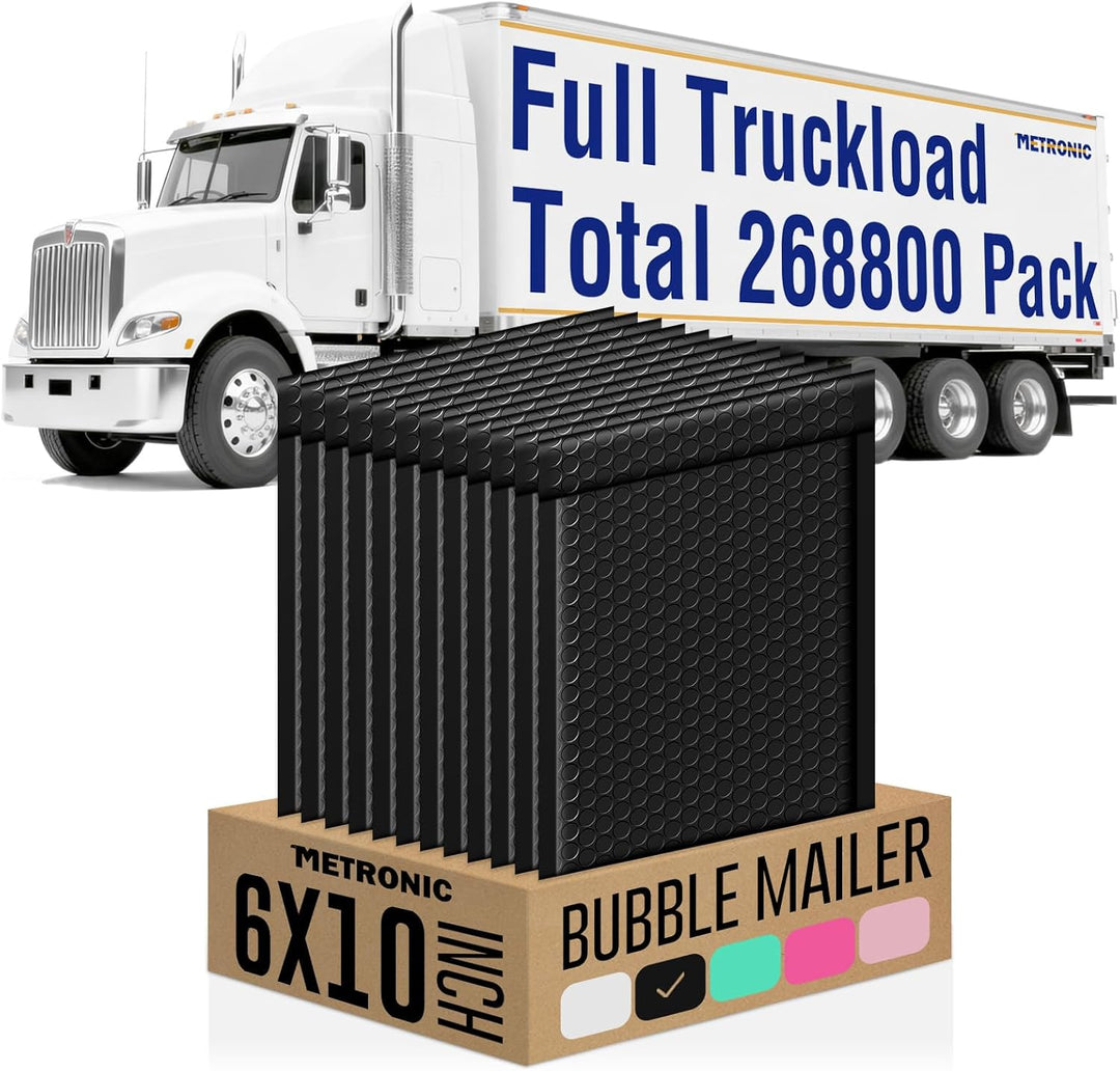 Metronic 268800 Pack Bubble Mailers 6x10 Inch Black Usable Size 6x9" Opaque Padded Envelopes Waterproof Bubble Envelopes Cushioning Mailer for Small Business Mailing Makeup Jewelry Gifts