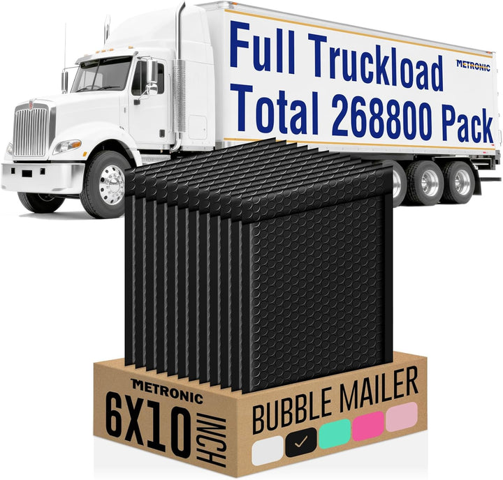 Metronic 268800 Pack Bubble Mailers 6x10 Inch Black Usable Size 6x9" Opaque Padded Envelopes Waterproof Bubble Envelopes Cushioning Mailer for Small Business Mailing Makeup Jewelry Gifts