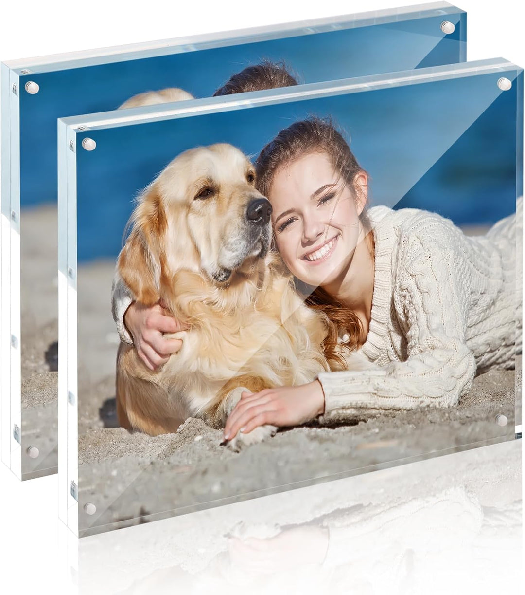 TWING 2 Pack Acrylic Picture Frame 8 x 10 Magnetic Picture Photo Frame,10+10MM Clear Picture Frame, 8 by 10 Picture Frames Acrylic Magnetic Photo Frame Self Standing Double Sided,Gift