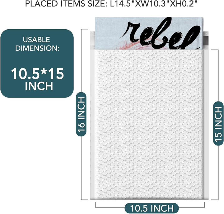 Metronic Large Bubble Mailer10.5x16" 500PC Padded Envelopes Strong Adhesion Bubble Mailers White Large Shipping Mailing Envelopes for Small Business,Books,Clothes, Usable Size Bubble Mailers 10.5x15