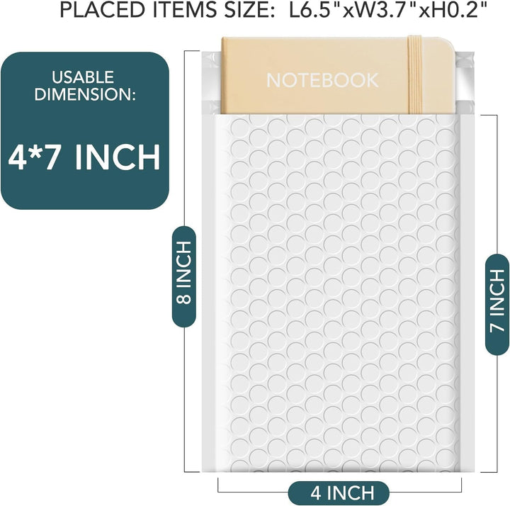 Metronic 1000 Pack Bubble Mailer 4X8 Inch White,Usable Size 4x7 Waterproof Padded Envelopes,Self-Seal Small Bubble Mailers Cushioning for Shipping,Jewelry Makeup Supplies, Packaging Bulk