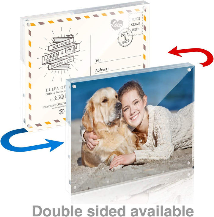 TWING Acrylic Picture Frame 8x10, 5 Pack 8x10 Magnetic Photo Frame 12+12 MM Thick 8 by 10 Picture Frames Clear Picture Frame Self Standing Double Sided Frame Gift Ideal