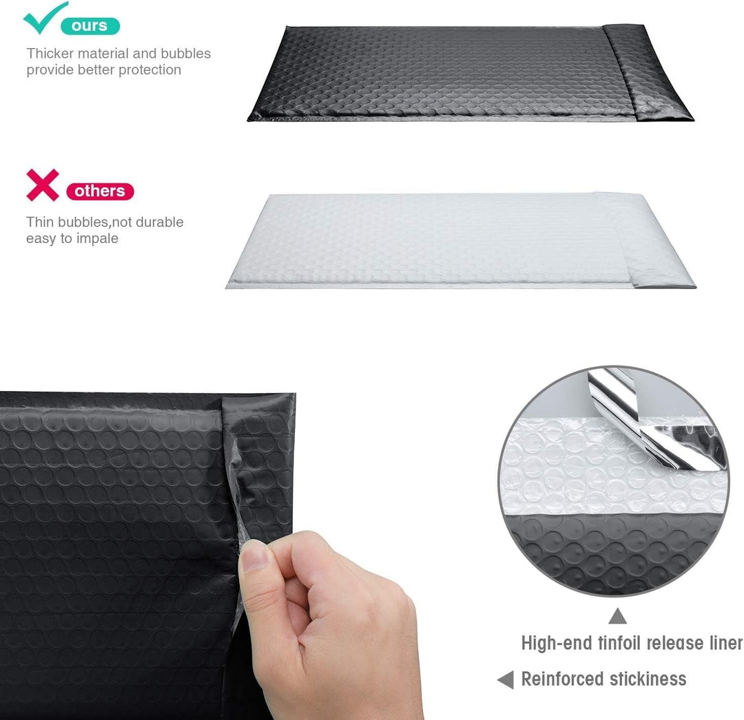 GSSUSA Black Bubble Mailers 4x8" Inches 1000 Pack, Usable Size 4X7" Bubble Envelopes for Small Business, Padded Envelope, Shipping Mailers, Packaging Bags, Mailing Envelopes, Shipping Supplies