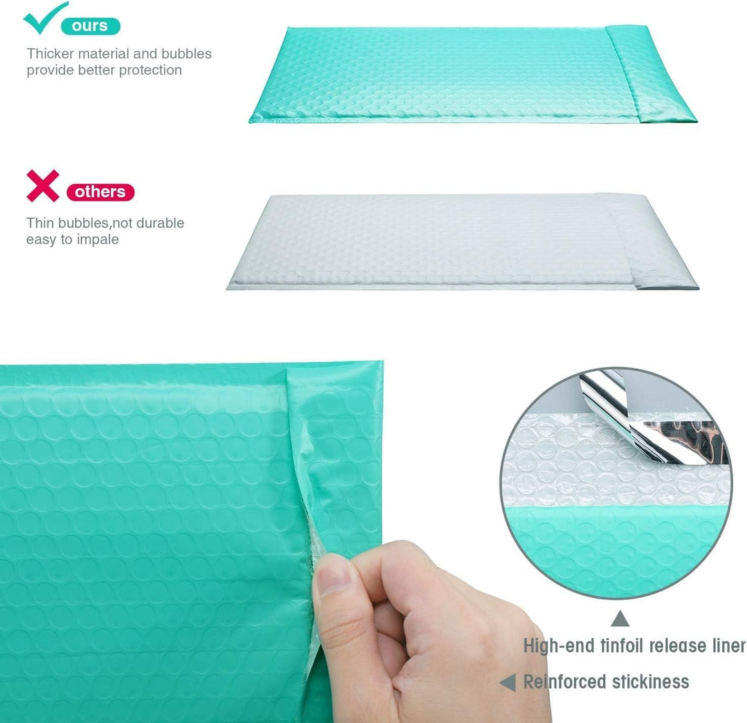GSSUSA Teal Bubble Mailers 4x8" Inches 1000 Pack, Usable Size 4X7" Bubble Envelopes for Small Business, Padded Envelope, Shipping Mailers, Packaging Bags, Mailing Envelopes, Shipping Supplies