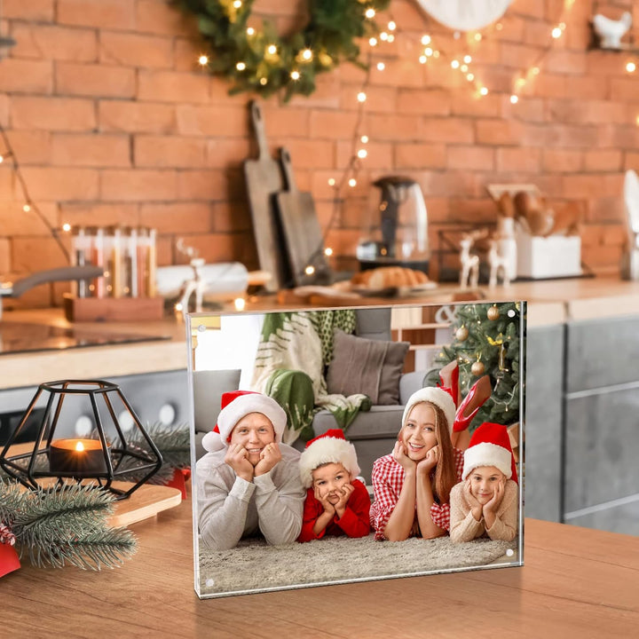 TWING Acrylic Picture Frame 8x10, 5 Pack 8x10 Magnetic Photo Frame 12+12 MM Thick 8 by 10 Picture Frames Clear Picture Frame Self Standing Double Sided Frame Gift Ideal