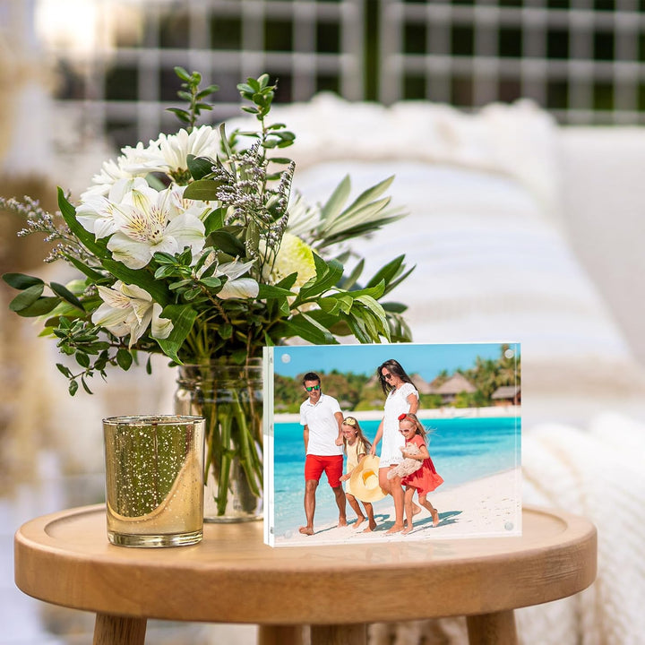 TWING 2 Pack Acrylic Picture Frame 8 x 10 Magnetic Picture Photo Frame,10+10MM Clear Picture Frame, 8 by 10 Picture Frames Acrylic Magnetic Photo Frame Self Standing Double Sided,Gift