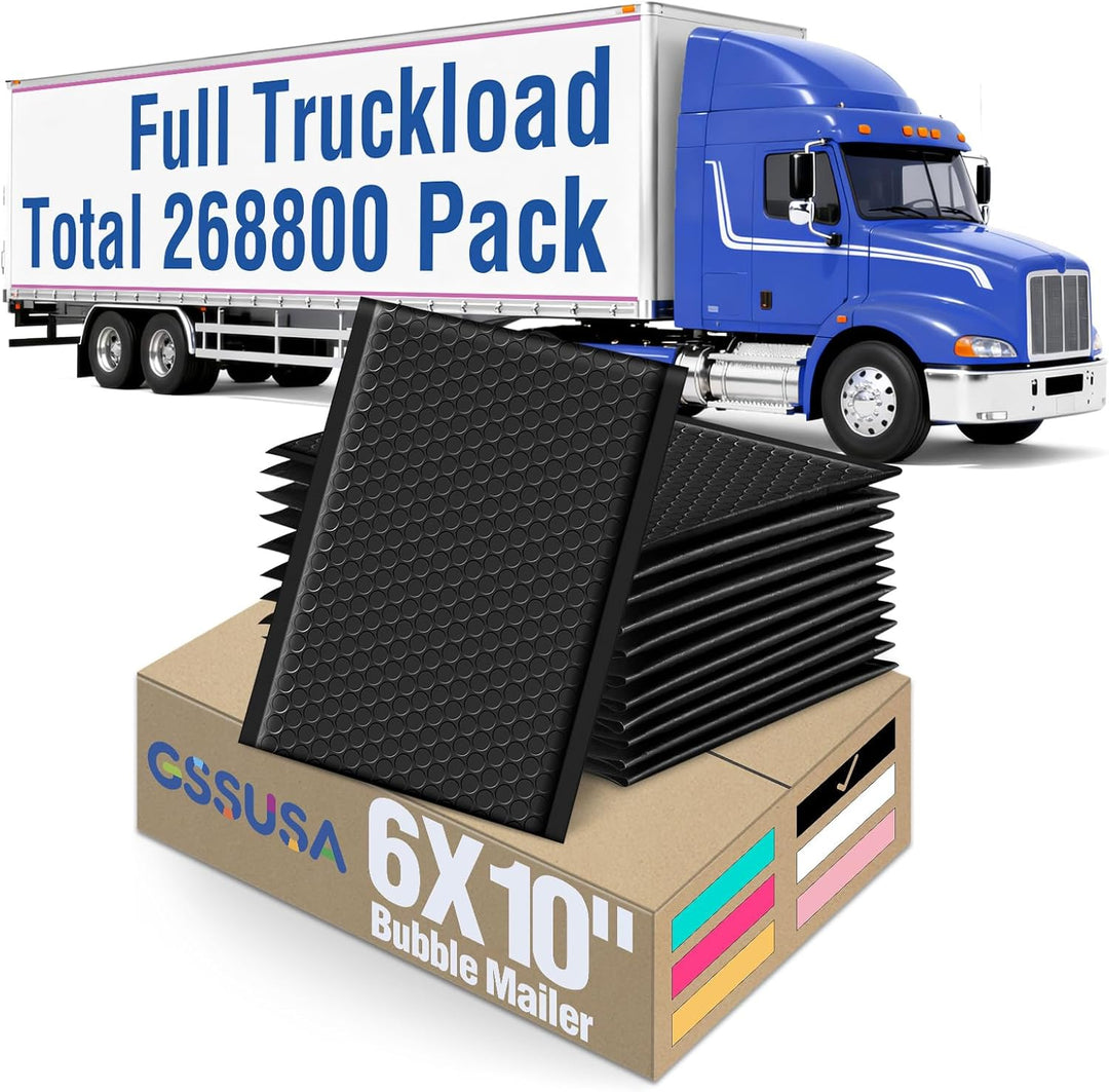 GSSUSA Black Bubble Mailers 6x10 Small Padded Envelopes 268800 Pack,Strong Adhesion Bubble Mailer Self-Seal Bubble Envelopes for Small Business