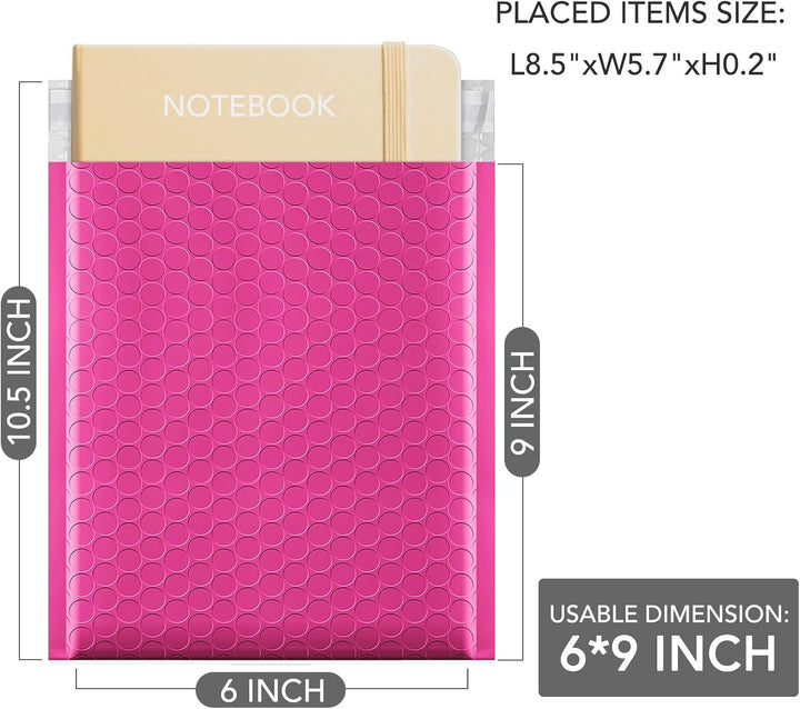 GSSUSA Padded Poly Mailers 6x10 Inches Bubble Mailer Envelopes Small Packaging Mailing Envelope Bags Shipping Bag Bulk Pack Self Seal Package Mail Packing Business Supplies, Pink Case of 600