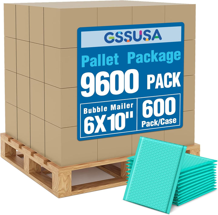 GSSUSA Teal Bubble Mailers 6x10 Small Padded Envelopes 9600 Pack,Strong Adhesion Shipping Mailer Self-Seal Bubble Envelopes for Small Business