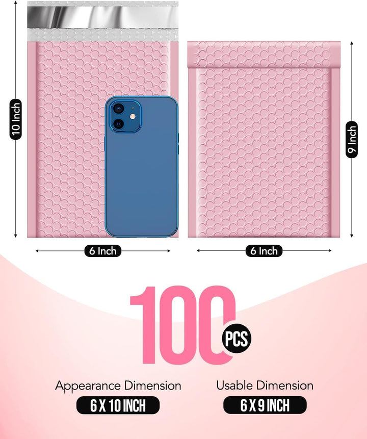 GSSUSA Light Pink Bubble Mailers 6x10 Small Padded Envelopes 1000 Pack,Strong Adhesion Shipping Mailer Self-Seal Bubble Envelopes for Small Business
