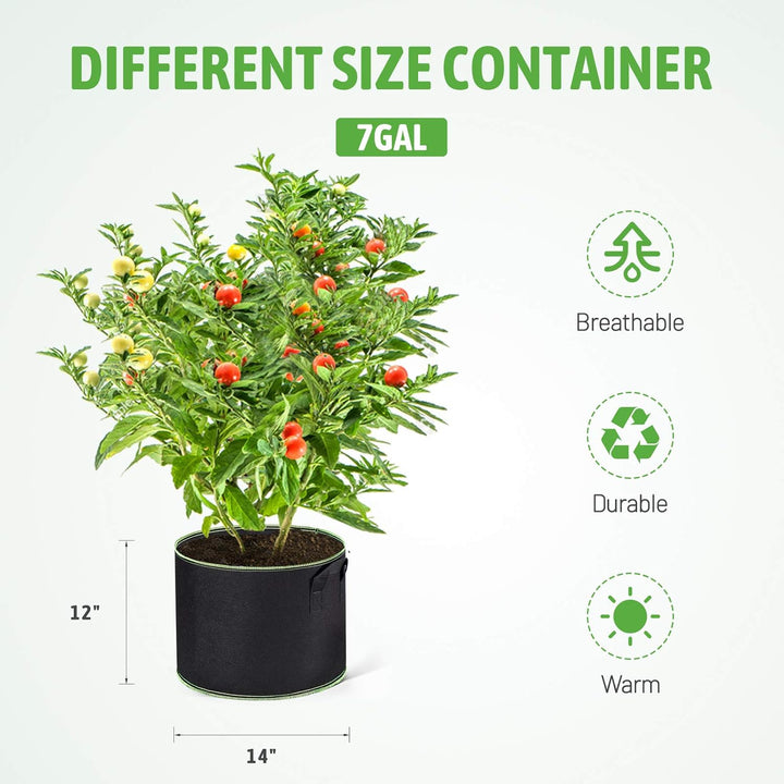 Delxo 20-Pack 7 Gallon Heavy Duty Aeration Thickened Nonwoven Fabric Pots Plant Grow Bags with Handles