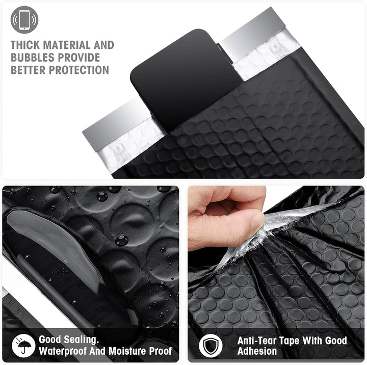 Metronic Bubble Mailer 6X10 Inch Black 500 Pack,Waterproof Padded Envelopes,Self-Seal Small Bubble Mailers Cushioning Bubble Envelopes for Shipping,Jewelry Makeup Supplies, Packaging Bulk