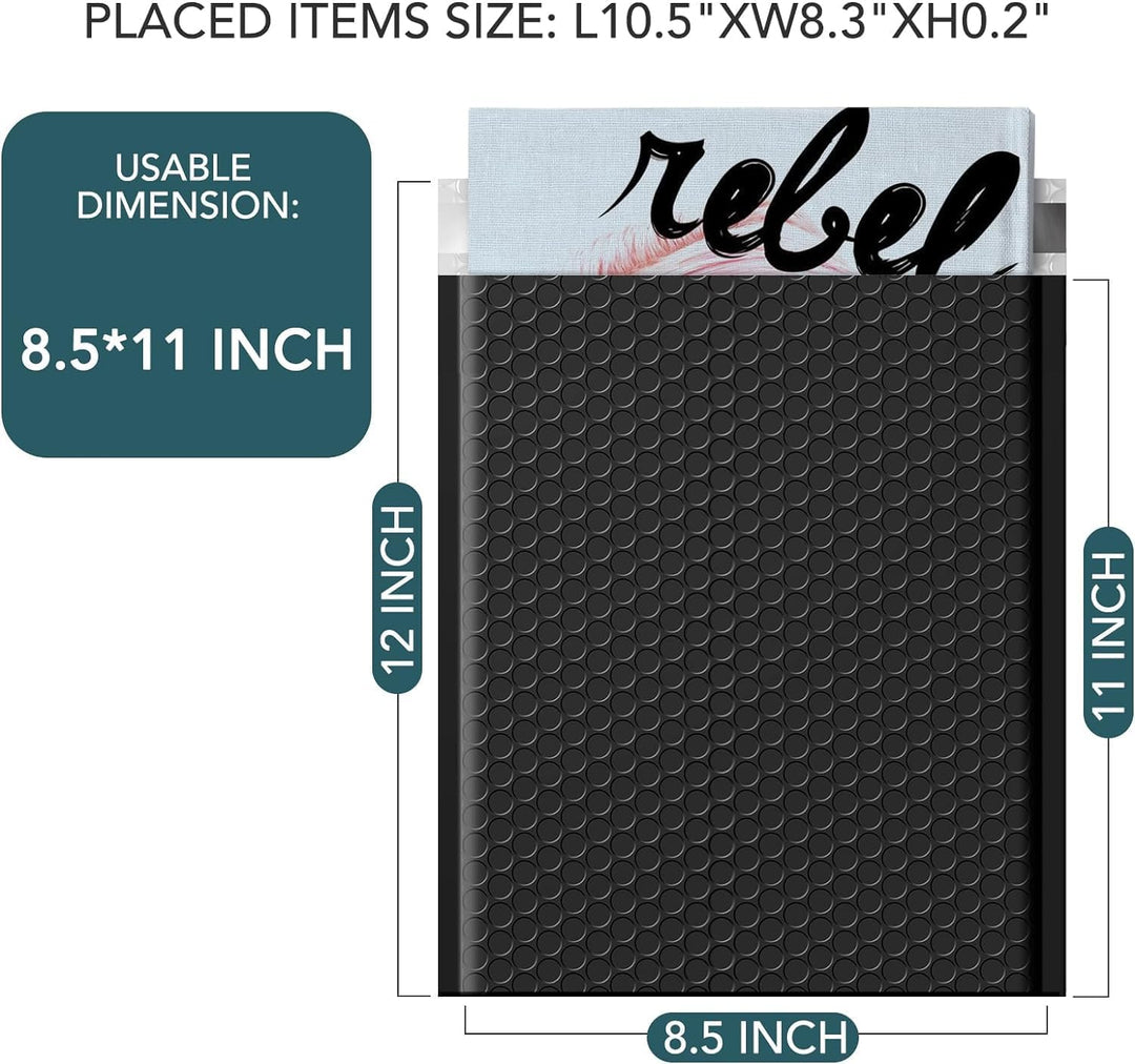 Metronic Bubble Mailers 8.5x12 250 Pack Black Bubble Mailers Waterproof Thick Padded Envelopes Mailing Envelopes Bubble Padded for Packaging, Makeup, Gift, Mailing, Shipping, Small Items Supplies