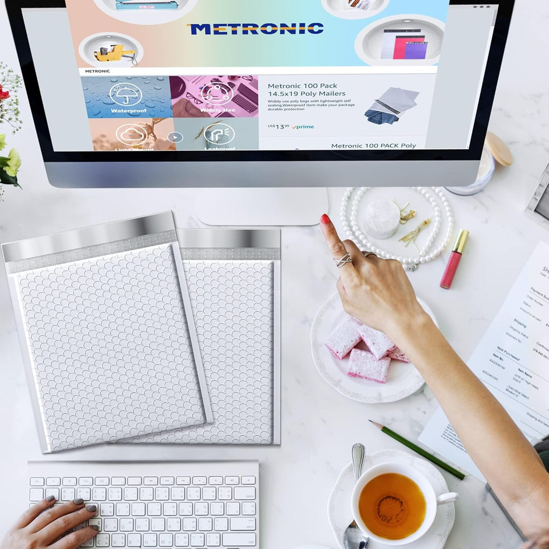 Metronic Large Bubble Mailer10.5x16" 500PC Padded Envelopes Strong Adhesion Bubble Mailers White Large Shipping Mailing Envelopes for Small Business,Books,Clothes, Usable Size Bubble Mailers 10.5x15