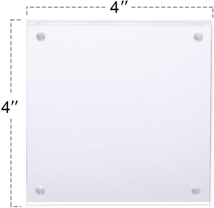 TWING 2 Pack 4x4 Acrylic Picture Frame, Horizontal Magnet Double Sided 4x4 Picture Frame Set with Microfiber Cloth, 10 + 10MM Thickness Clear Desktop Acrylic Photo Frame Display Gifts Ideal, Ideal