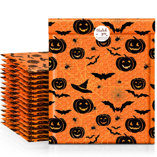 Metronic 8.5x12 Inch Halloween Decorations Color Printing Bubble-Mailer Padded Envelope | Orange  ustom Boutique Cushioning Mailer Orange Self Seal Cute Design Envelope Mailers