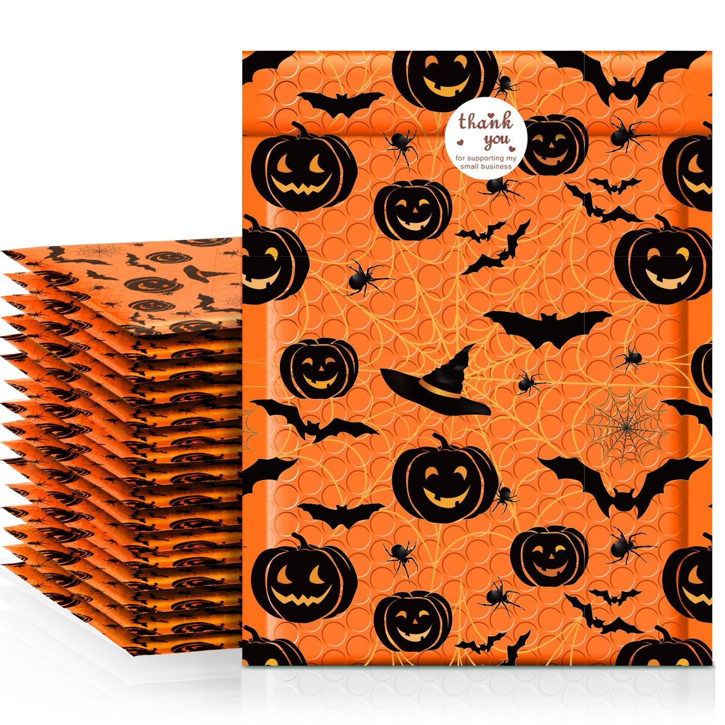 Metronic 6x10 Inch Halloween Decorations Color Printing Bubble-Mailer Padded Envelope | Orange ustom Boutique Cushioning Mailer Orange Self Seal Cute Design Envelope Mailers