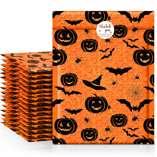 Metronic 6x10 Inch Halloween Decorations Color Printing Bubble-Mailer Padded Envelope | Orange ustom Boutique Cushioning Mailer Orange Self Seal Cute Design Envelope Mailers