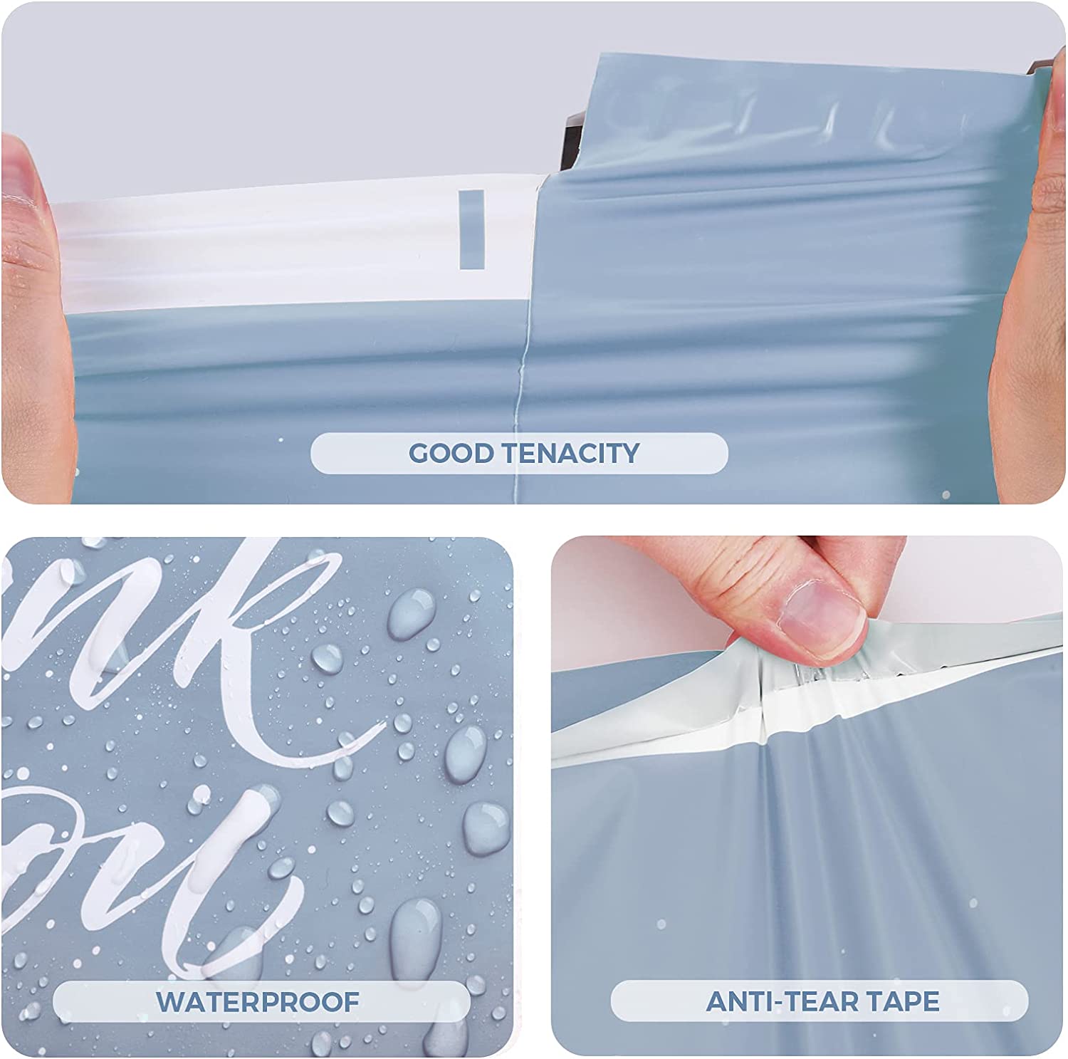 14.5x19 Poly-Mailer Self-Sealing Envelope Shipping Bags with Handle | Blue - JiaroPack