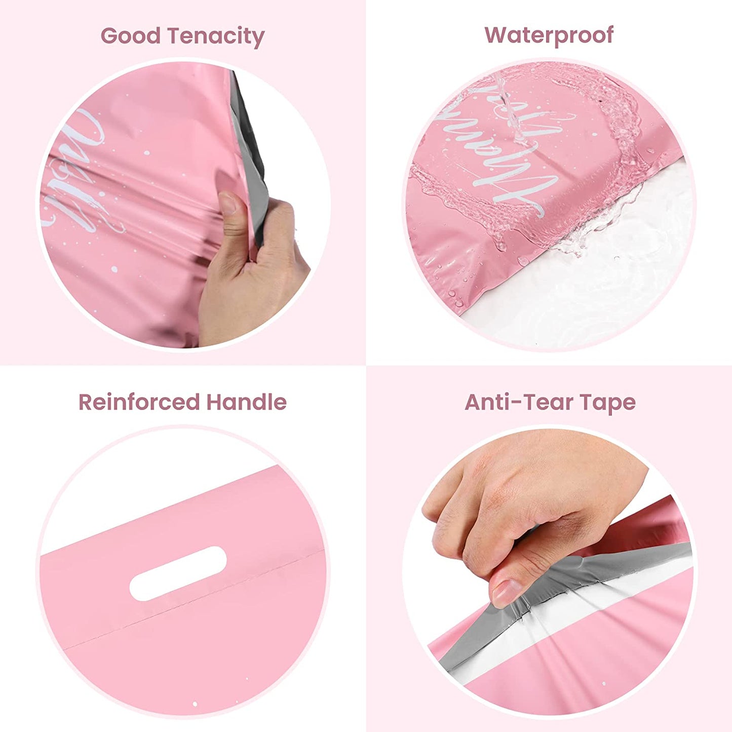 10x13 Poly-Mailer Self-Sealing Envelope Shipping Bags with Handle | Sakura Pink - JiaroPack