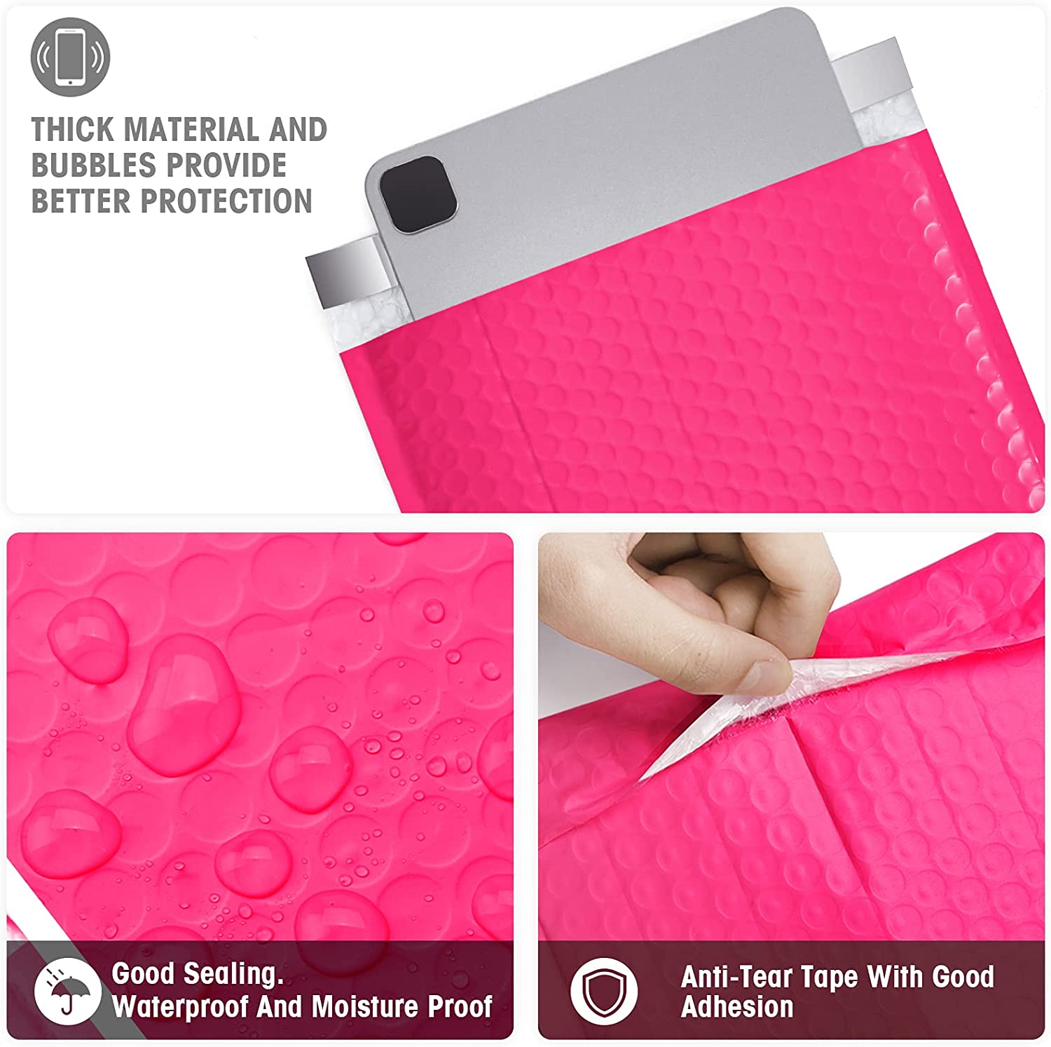 8.5x12 Bubble-Mailer Padded Envelope | Hot Pink - JiaroPack