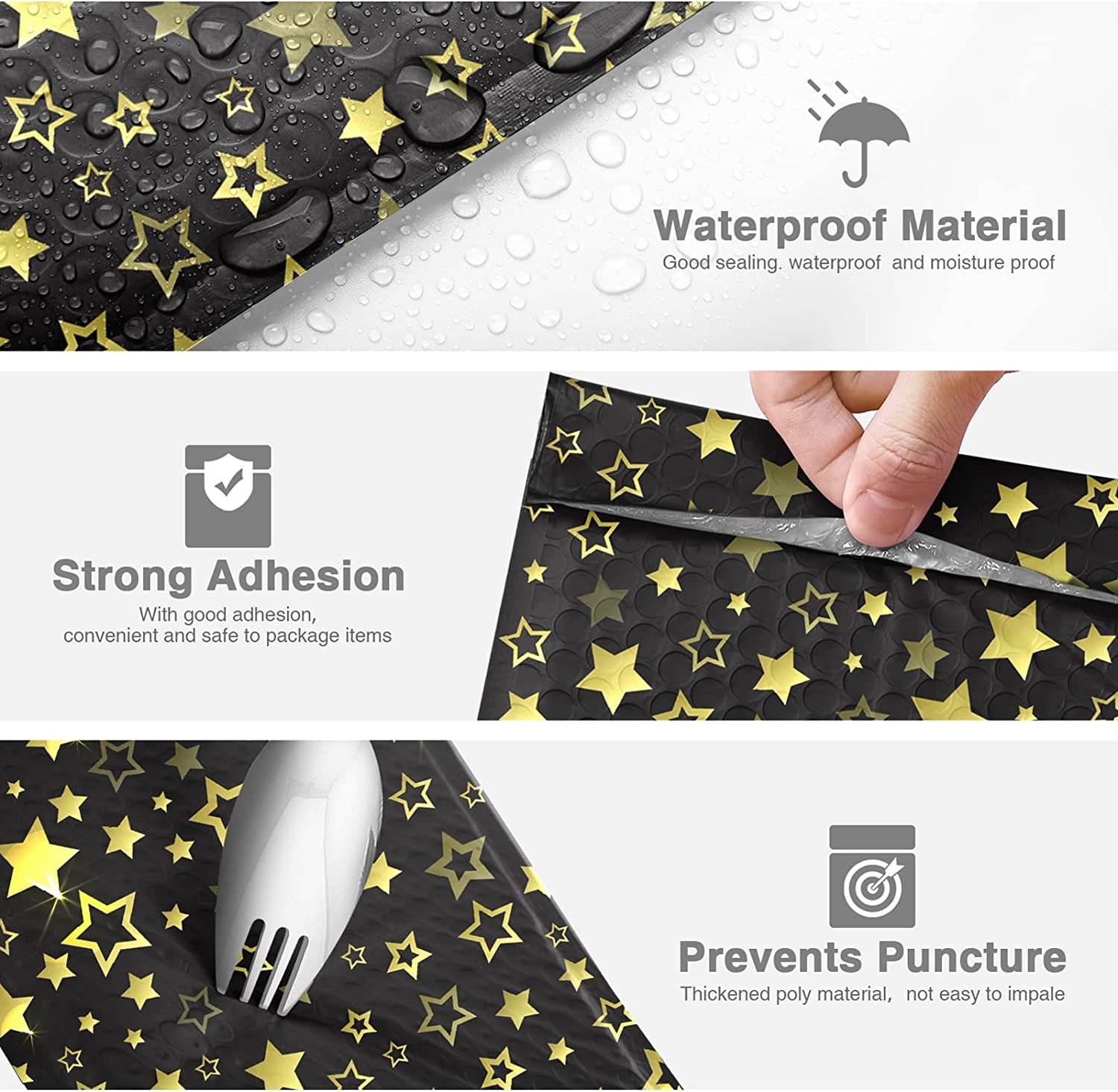 6x10 Inch Color Printing Bubble Mailers Self-Seal Padded Envelopes for Business Star - JiaroPack