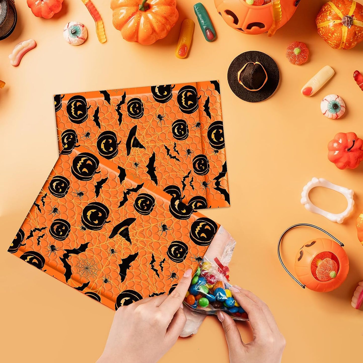 Metronic 6x10 Inch Halloween Decorations Color Printing Bubble-Mailer Padded Envelope | Orange ustom Boutique Cushioning Mailer Orange Self Seal Cute Design Envelope Mailers