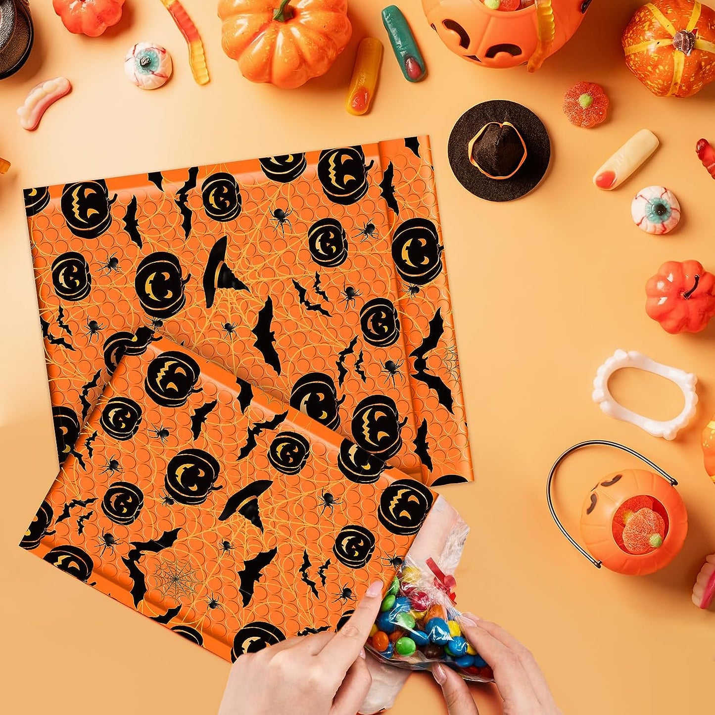 Metronic 8.5x12 Inch Halloween Decorations Color Printing Bubble-Mailer Padded Envelope | Orange  ustom Boutique Cushioning Mailer Orange Self Seal Cute Design Envelope Mailers